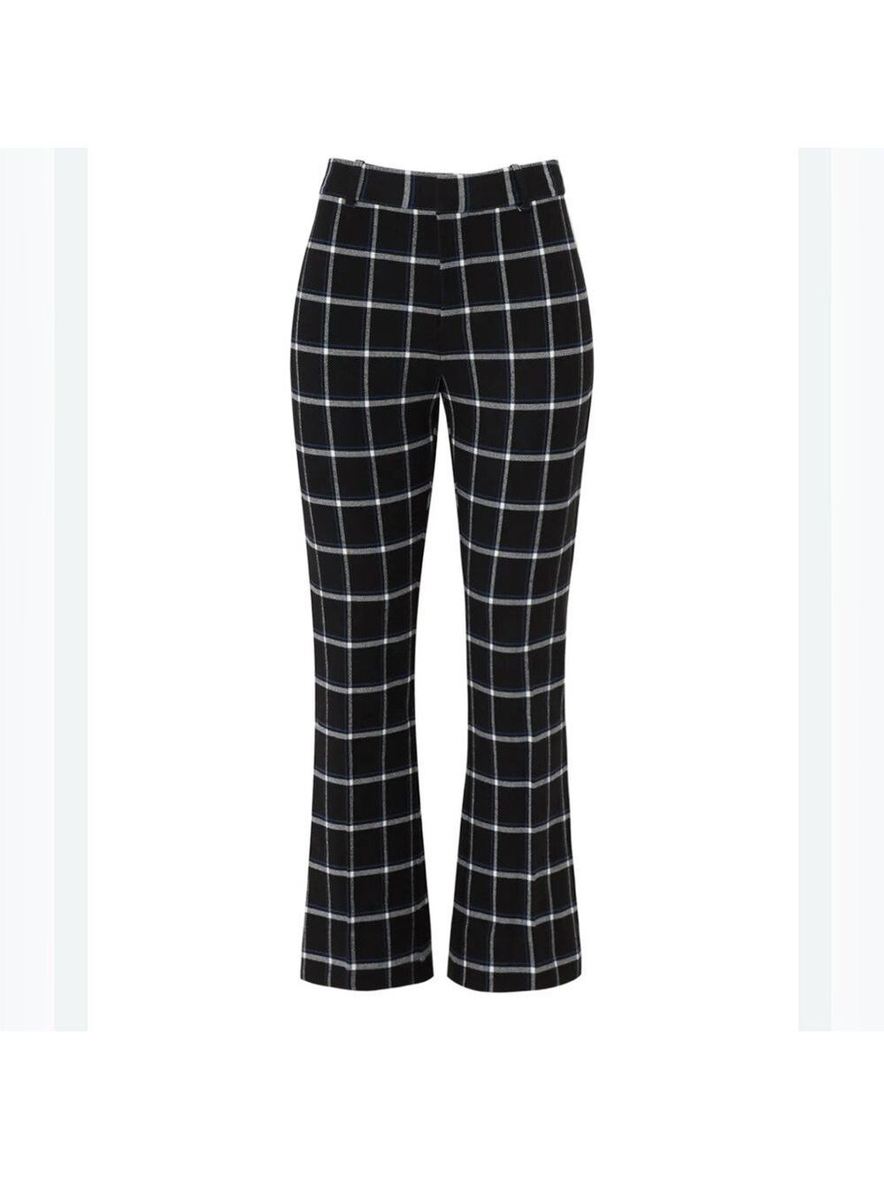 DEREK LAM 10 Crosby Black Plaid Trouser Cropped kick hem Career preppy sz 6